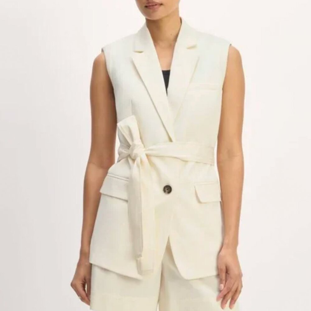 NEW Everlane The Sleeveless Blazer in Buttersmooth Womens 0 Canvas Vest
